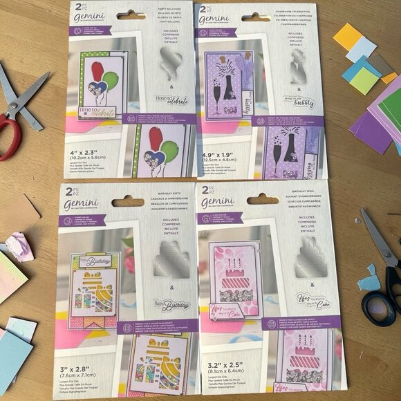 Gemeni Other - Gemini Crafter’s Companion Stamp Die Lot 4 Card Making Birthday Sets New